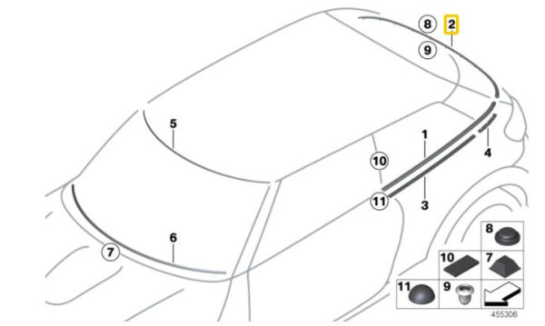 NEW GENUINE MINI R61 PACEMAN REAR TRIM STRIP MOULDING 51139810483