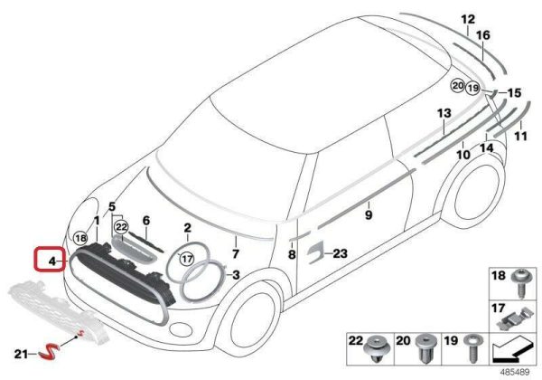 MINI NEW GENUINE F55 F56 F57 JCW FRONT GRILL TRIM SURROUND PIANO GLOSS BLACK 51137449207 - Image 2