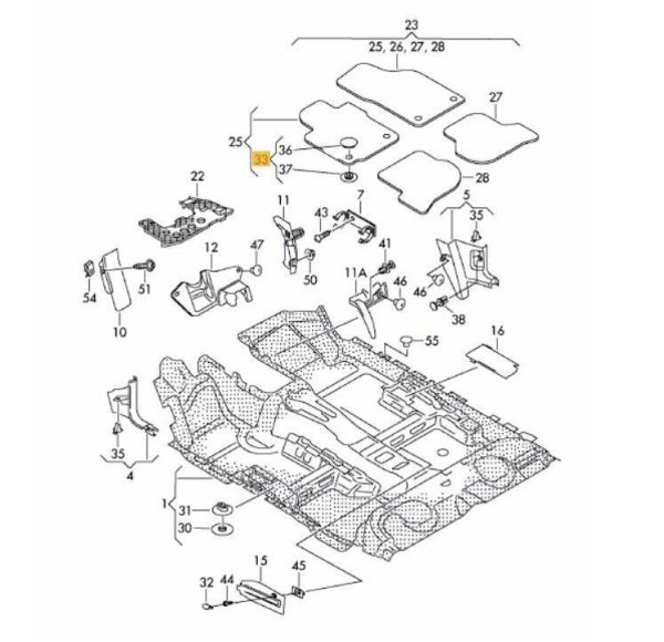 NEW GENUINE VOLKSWAGEN FLOOR MATS BRACKET BLACK COVER CAPS SET 3D0898501BB41 - Image 2