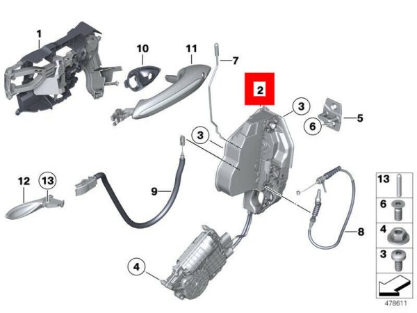 NEW GENUINE BMW F20 F30 F32 F10 F25 MINI R60 R61 FRONT LEFT N/S DOOR LOCK RHD 51217202145 - Image 2