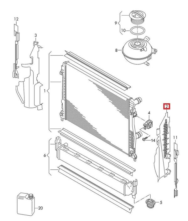 NEW GENUINE VOLKSWAGEN VW GOLF VARIANT MK7 FRONT RADIATOR SIDE AIR DUCT LEFT N/S 5G0121283AD - Image 2