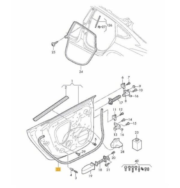 NEW GENUINE AUDI A5 2017- REAR DOOR SELF ADHESIVE OUTER SEAL RIGHT O/S 8W8839912 - Image 2