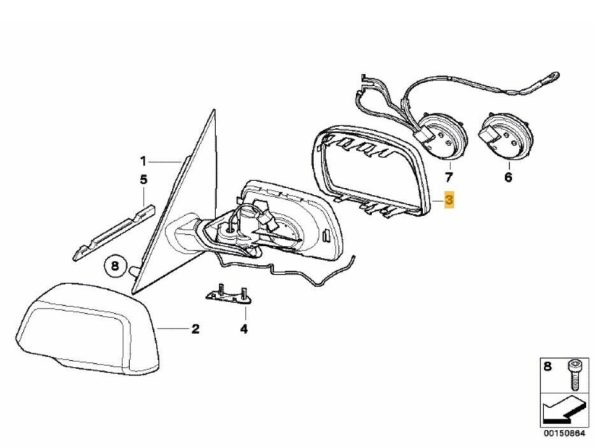NEW GENUINE BMW X3 E83 2003-2011 FRONT DOOR MIRROR FRAME RIGHT O/S 51163412286 - Image 2