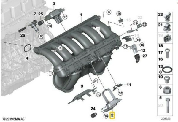 NEW BMW OEM M51 N52 N52N N53 AIR INTAKE MANIFOLD FLAP ADJUSTER UNIT DISA VALVE 11617579114 - Image 2