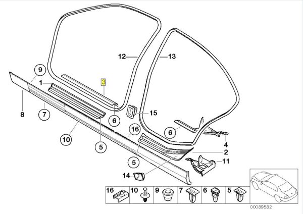 BMW NEW GENUINE 3 SERIES E46 GREY DOOR ENTRY SILL STRIP FRONT INSIDE  51478227521 - Image 2