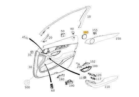 NEW GENUINE MERCEDES BENZ MB C W205 BURMESTER FRONT DOOR SPEAKER COVER RIGHT O/S A20572741002A77 - Image 2