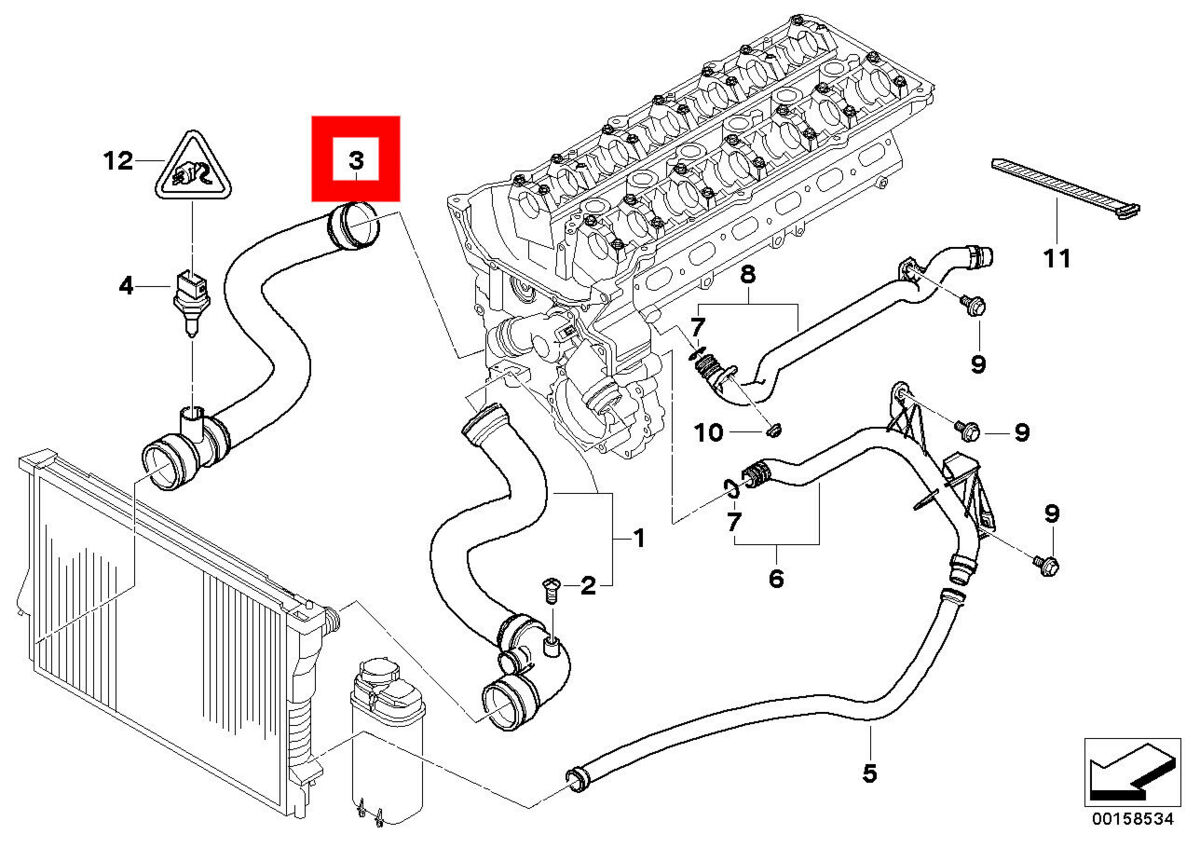 NEW GENUINE BMW 3 SERIES E46 PETROL ENGINE COOLANT RADIATOR LOWER HOSE 11531436408 - Image 2