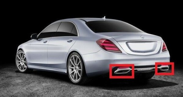 NEW GENUINE MERCEDES S CLASS W222 AMG STYLE EXHAUST TAIL PIPE CHROME TRIM PAIR - Image 2