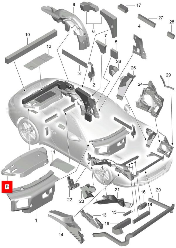 NEW GENUINE PORSCHE 911 12-16 REAR UPPER ENGINE COMPARTMENT LID SOUND ABOSRBER 99155671102 - Image 2