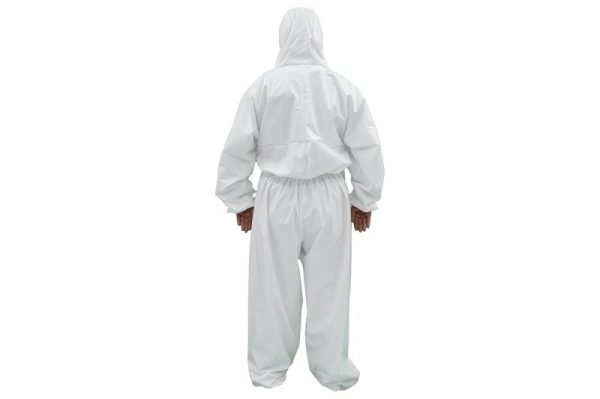 Coverall Overall Dustproof Workwear Jumpsuit Cotton and Polyethylene with Hood Washable size M, Waterproof, Washable - Image 3