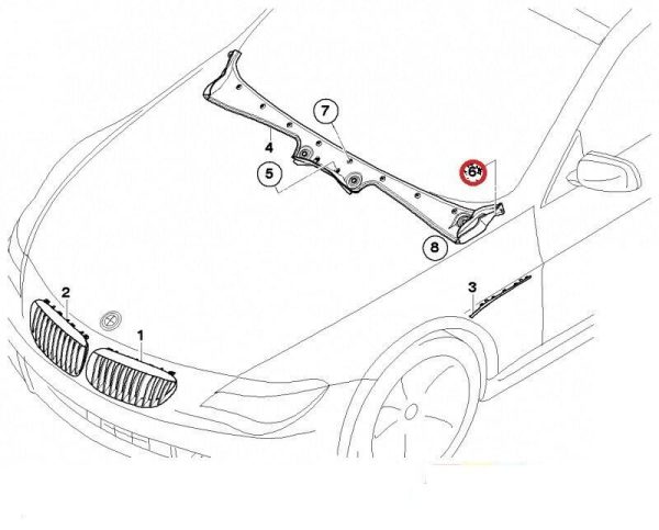 NEW GENUINE BMW 6 SERIES E63 E64 WINDSHIELD COWL COVER 51717008922 - Image 6