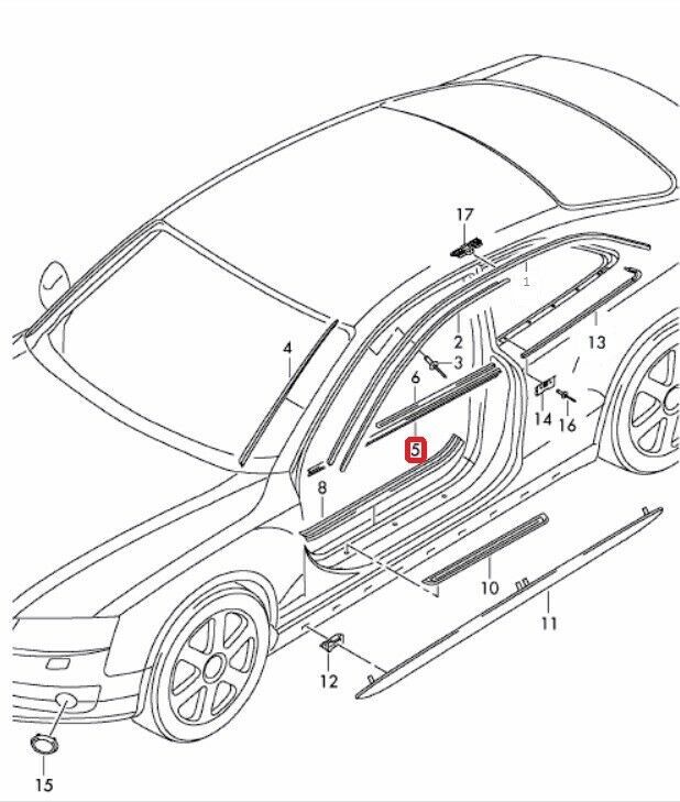 NEW GENUINE AUDI A5 2008-2016 CHROME WINDOW SLOT SEAL RIGHT O/S 8T0853284C 2ZZ - Image 2