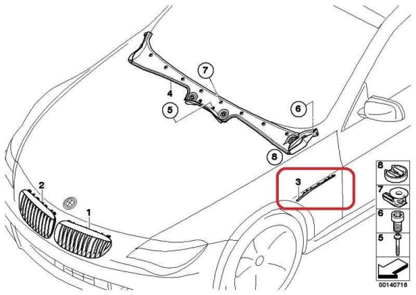 BMW NEW GENUINE 6 E64 E63 WING FENDER FINISHER TRIM MOLDING RIGHT O/S 51137009248 - Image 3