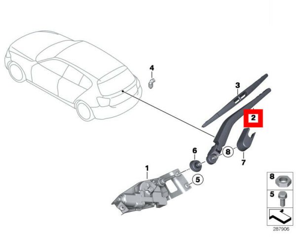 NEW GENUINE BMW 1 SERIES F20 F21 REAR WINDSHIELD WIPER ARM 61617241985 - Image 2