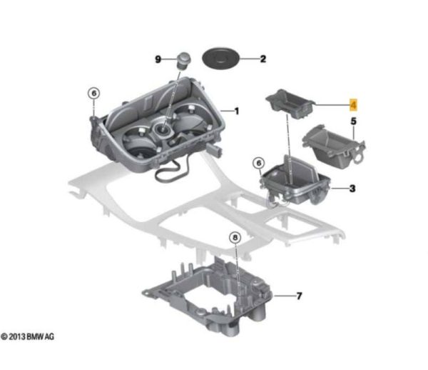 BMW NEW GENUINE 5 SERIES F10 F11 FRONT CENTER CONSOLE ASHTRAY INSERT 51169213656 - Image 4