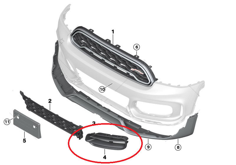 MINI NEW GENUINE F60 COUNTRYMAN JCW FRONT BUMPER LOWER GRILLE LEFT N/S 51117443389 - Image 2