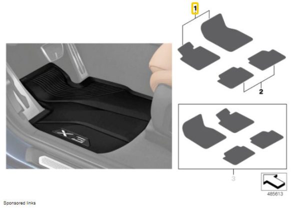 NEW GENUINE BMW X3 FRONT FLOORMATS ALL WEATHER BLACK RUBBER LHD 51472450511 - Image 2