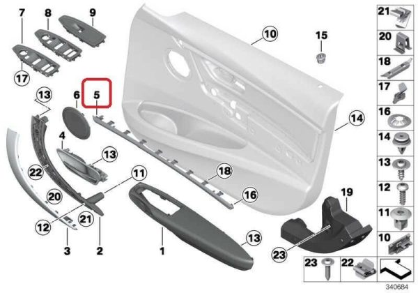 BMW NEW GENUINE 3 SERIES F31 F30 DOOR INTERIOR TRIM UPPER PANEL RIGHT O/S BLACK 51417279348 - Image 2
