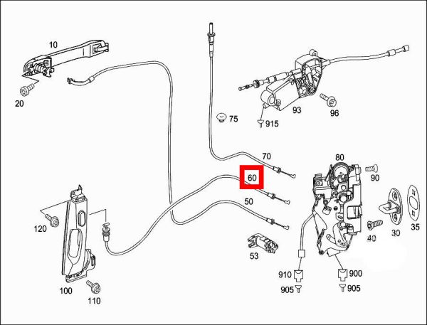 NEW GENUINE MERCEDES 639 VITO SIDE LOADING RIGHT O/S DOOR INTERIOR HANDLE CABLE A6397602004 - Image 2