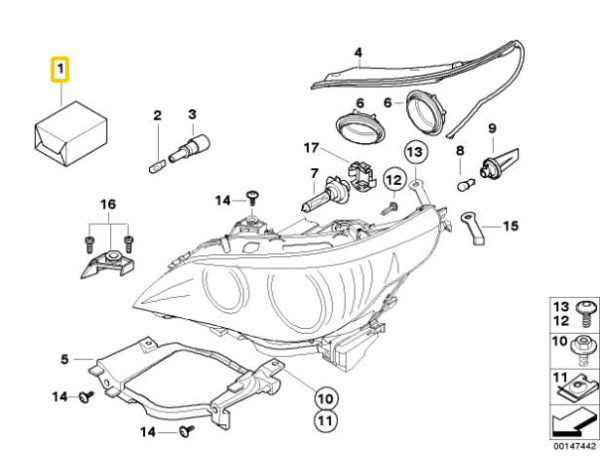 NEW GENUINE BMW 5 SERIES E60 E61 HEADLIGHT TAB REPAIR KIT 63116933241 - Image 2