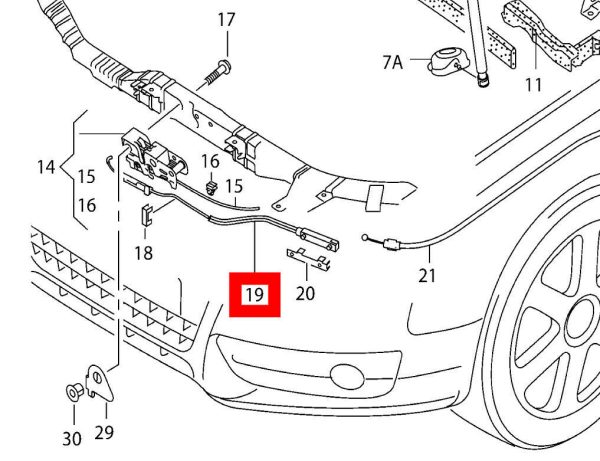 NEW GENUINE AUDI A5 S5 MK1 07-16 FRONT HOOD LOCK RELEASE CABLE RHD 8T2823531A - Image 2