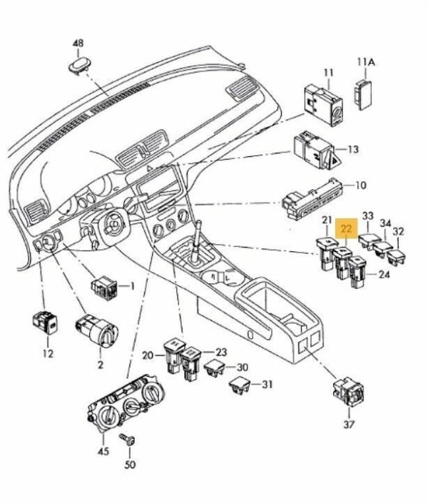 NEW GENUINE VW PASSAT B6 05-08 PDC PARKING SENSOR SWITCH BUTTON 3C0927122B REH - Image 2