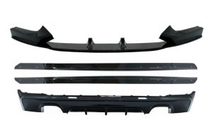 Rear Diffuser Double Outlet with Front Spoiler Lip and Side Skirts Add-on Lip Extensions suitable for BMW 2 Series F22 F23 (2013-) M Performance Design Piano Black