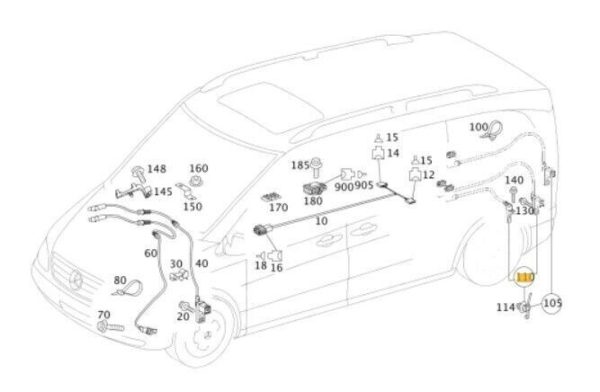 NEW GENUINE MERCEDES BENZ VITO W639 REAR AXLE ABS WIRING HARNESS RIGHT O/S A6394404806 - Image 2