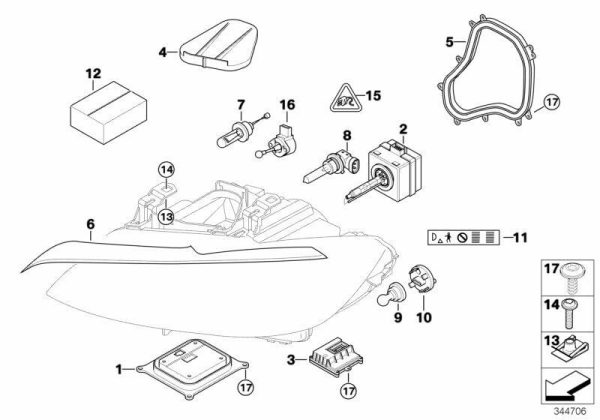 BMW 5 F10 F11 13-16 NEW GENUINE XENON HEAD LIGHT O/S RIGHT COVER CAP 63117349290 - Image 2