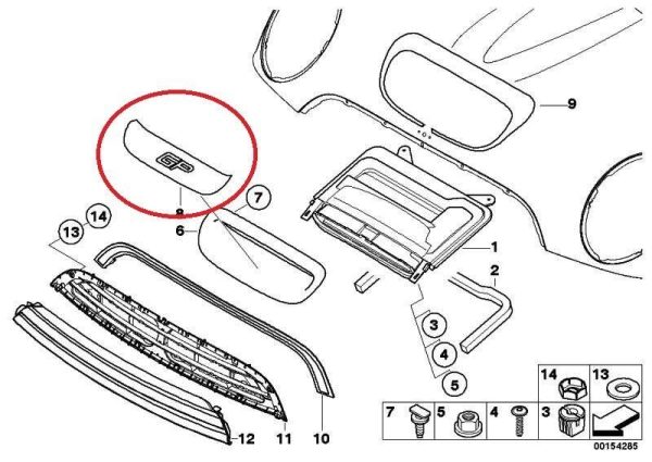 NEW GENUINE MINI R52 S R53 FRONT HOOD INTAKE MOLDING GP STICKER FOR SC AIR INTEL 51147183832 - Image 3