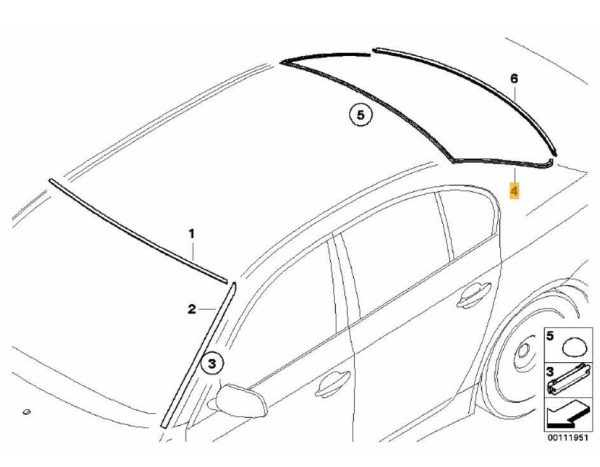 NEW GENUINE BMW 5 SERIES E60 REAR WINDSCREEN MOULDING SEAL TRIM 51317027916 - Image 2