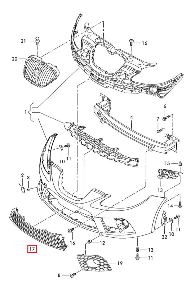 NEW GENUINE SEAT LEON CUPRA MK2 FRONT LOWER BUMPER GRILLE 1P0853667B9B9 - Image 3