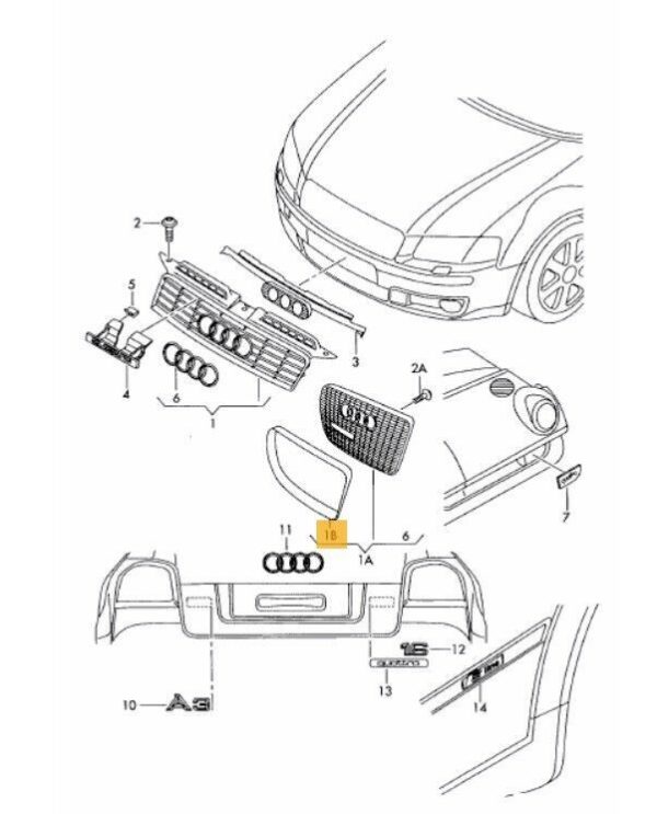 NEW GENUINE AUDI A3 2004-2008 CHROME GRILLE SURROUND FRAME TRIM 8P48077152ZZ - Image 2