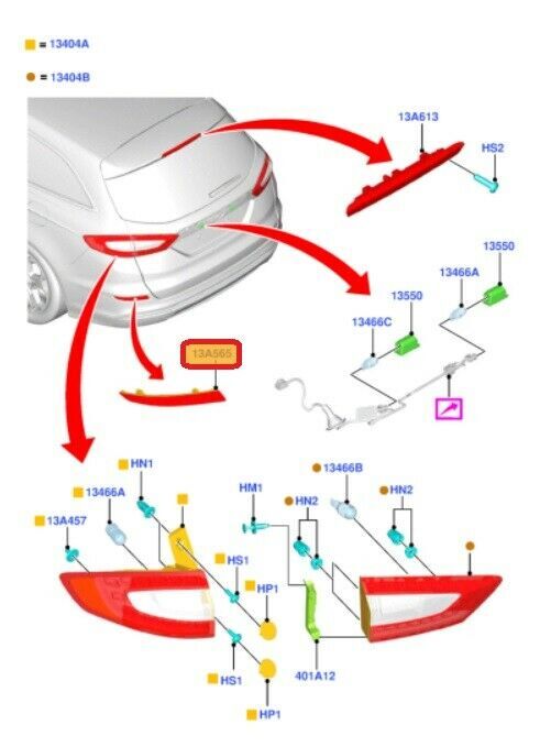 NEW GENUINE FORD MONDEO ESTATE 2014- REAR BUMPER REFLECTOR LEFT RIGHT PAIR SET - Image 2