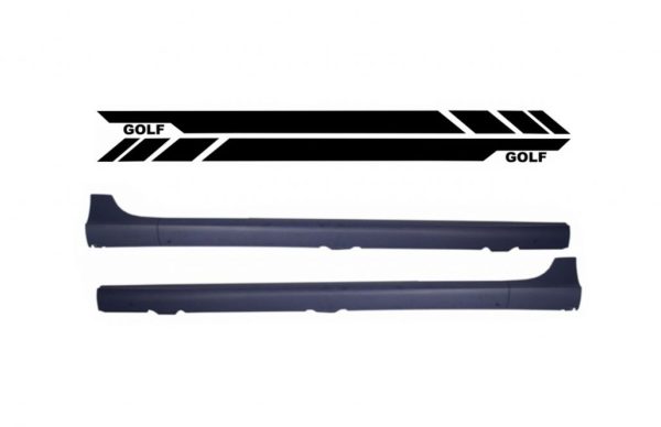 Side Skirts suitable for VW Golf V MK5 (2003-2007) with Side Decals Sticker Vinyl Black GTI Design