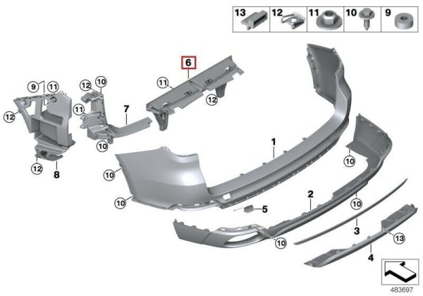 NEW GENUINE BMW X5 SERIES F15 REAR CENTER BUMPER MOUNTING BRACKET 51127294391 - Image 2