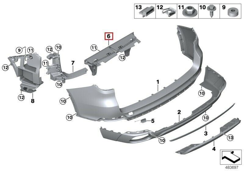 NEW GENUINE BMW X5 SERIES F15 REAR CENTER BUMPER MOUNTING BRACKET 51127294391 - Image 2