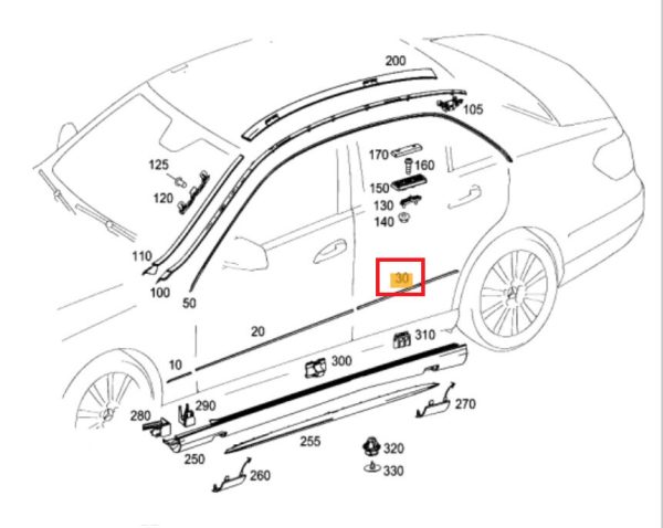 NEW GENUINE MERCEDES BENZ MB E CLASS ELEGANCE W212 REAR DOOR RIGHT CHROME TRIM A2126903062 - Image 2