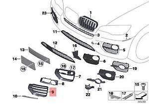 BMW NEW X6 E71 5.0D  2008-2014 GENUINE FRONT BUMPER LEFT N/S GRILLE 51118055277 - Image 2