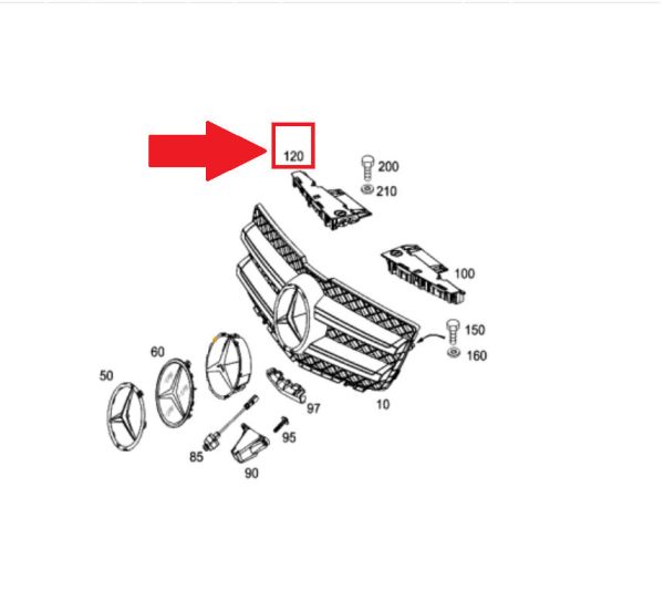 NEW GENUINE MERCEDES MB X204 GLK 4MATIC FRONT GRILL MOUNTING BRACKET RIGHT A2048850536 - Image 2