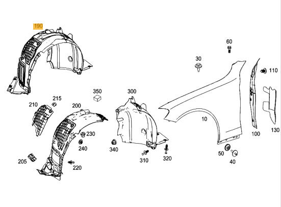NEW GENUINE MERCEDES MB C CLASS W205 C63 AMG FRONT FENDER INNER LINER LEFT N/S A2056902630 - Image 3