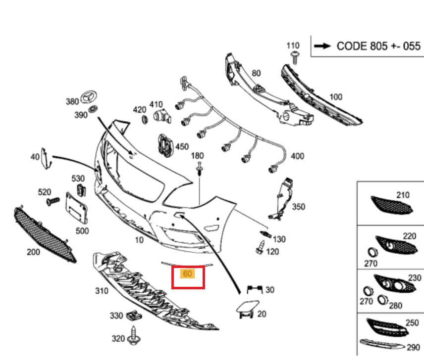 NEW GENUINE MERCEDES BENZ MB B CLASS W246 FRONT BUMPER RIGHT CHROME MOLDING TRIM - Image 2