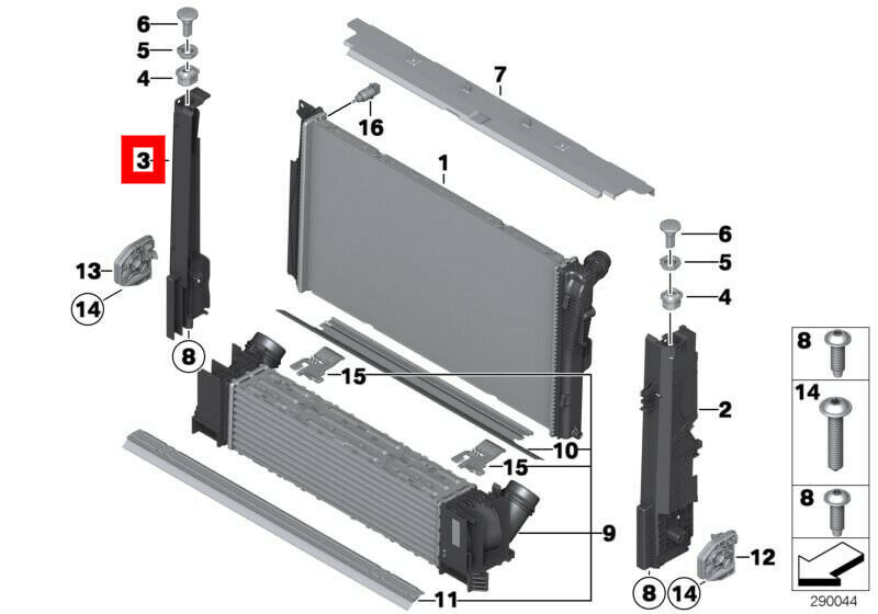 NEW GENUINE BMW 1 2 3 4 SERIES COOLANT RADIATOR SIDE CARRIER MODULE RIGHT O/S 17117600537 - Image 2
