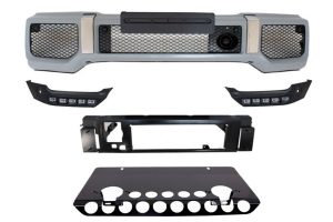 Front Bumper Skid Plate Shiny Black Off Road Spoiler LED DRL Extension suitable for Mercedes G-Class W463 (1989-2016) B-Design