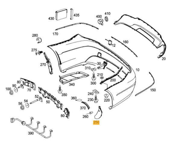 NEW GENUINE MERCEDES BENZ MB C CLASS W204 AMG REAR BUMPER FILLER COVER LEFT N/S A2048856323 - Image 2