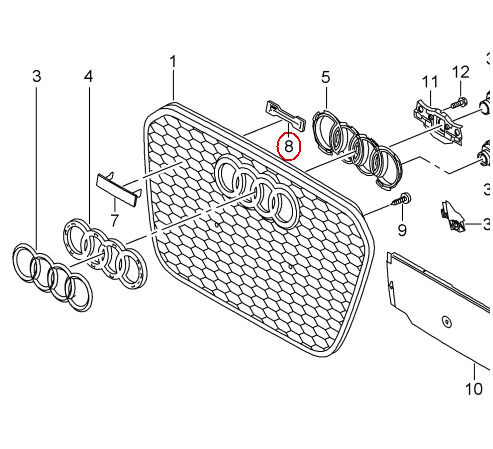 NEW GENUINE AUDI A6 S6 RS6 FRONT GRILL BADGE EMBLEM CLAMP CLIP FIXING ELEMENT 4G0853755A - Image 2