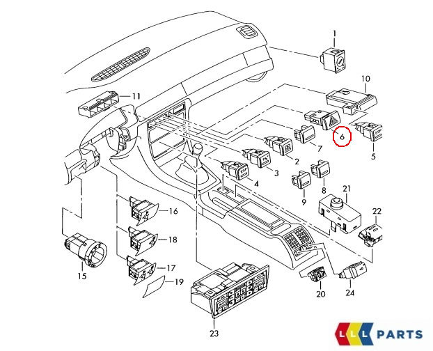 NEW GENUINE AUDI A4 CABRIO 2003-2009 CENTER HAZARD FLASHER SWITCH 8H0941509 8H0941509 - Image 2