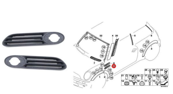 NEW GENUINE MINI R50 R52 WING FENDER SIDE MARKER FINISHER TRIMS PAIR SET N/S+O/S 51131515593 + 51131515594 - Image 10