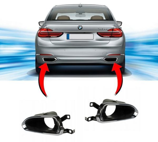 NEW GENUINE BMW 7 SERIES G11 G12 REAR EXHAUST END PIPE TRIMS PAIR SET N/S + O/S 51127357149 + 51127357150