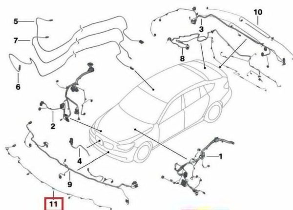 NEW GENUINE BMW 5 SERIES F10 F11 FRONT BUMPER PDC WIRING HARNESS 61129286481 - Image 5